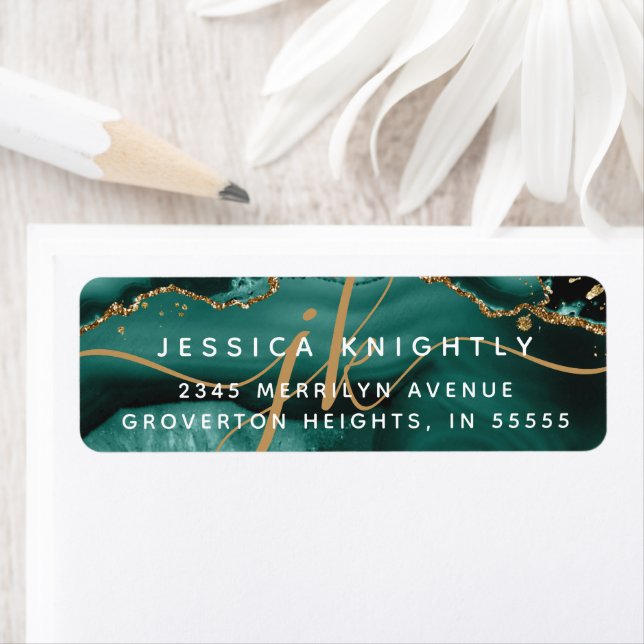 Teal Agate Geode Gold Glitter Script Monogram (Insitu)