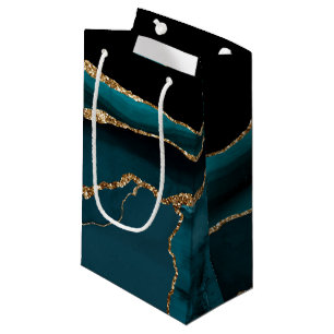 Teal agate pattern Wedding Small Gift Bag