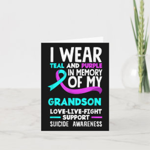 Teal & Purple In Memory Of My Grandson Suicide Card