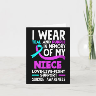 Teal & Purple In Memory Of My Niece Suicide Pr Card