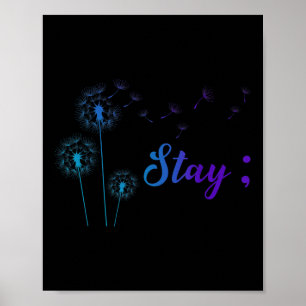 Teal & Purple Ribbon Dandelion Suicide Prevent Poster