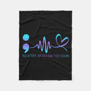 Teal &amp; Purple Semicolon Suicide Prevention Awa Fleece Blanket