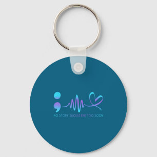 Teal &amp; Purple Semicolon Suicide Prevention Awa Keychain