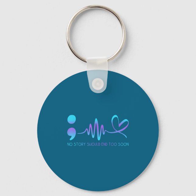 Teal &amp; Purple Semicolon Suicide Prevention Awa Keychain (Front)