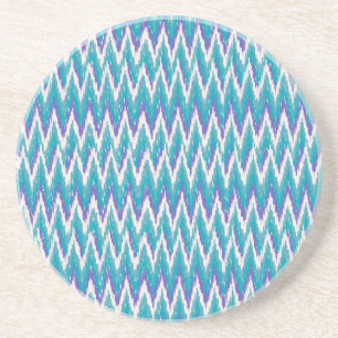 Teal and Amethyst iKat ZigZag pattern Coaster
