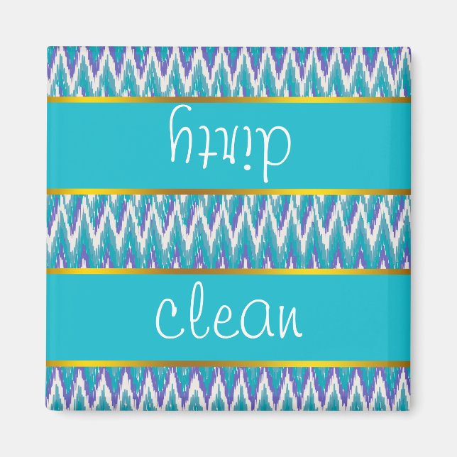 Teal and Amethyst iKat ZigZag pattern Magnet (Front)