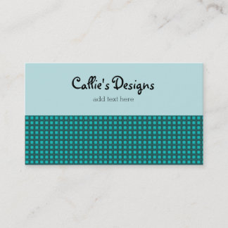 Teal and Aqua Tiny Check Pattern Business Card