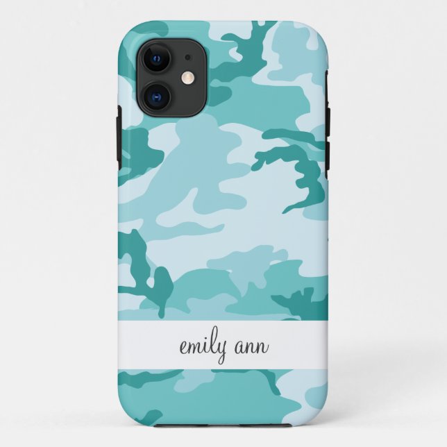 Teal and Aquamarine Urban Camoflage Pattern Case-Mate iPhone Case (Back)