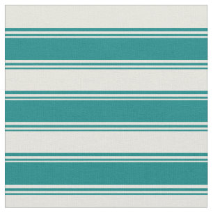 Teal and Beige Coloured Stripes/Lines Pattern Fabric