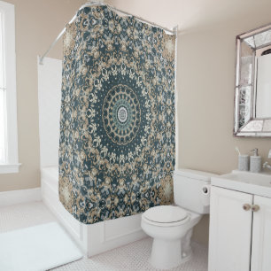 Teal and Beige Mandala Pattern Design