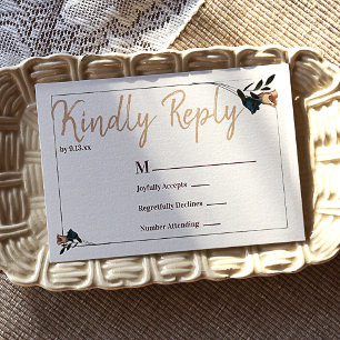 Teal and Beige Roses RSVP Enclosure Card