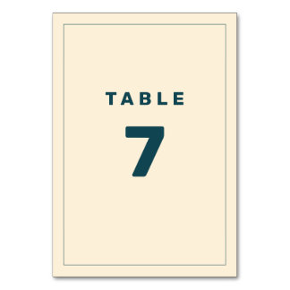 Teal and Beige Wes Anderson Inspired Table Number