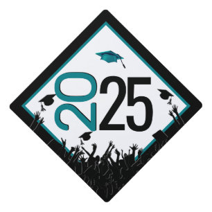 Teal and Black 2024 Graduation Graduation Cap Topper