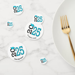 Teal and Black 2025 Graduation  Confetti