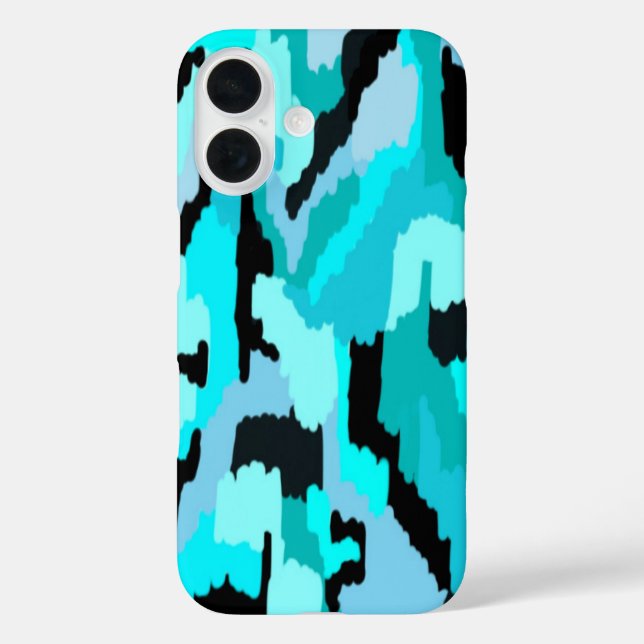 Teal and Black Abstract Print  Case-Mate iPhone Case (Back)