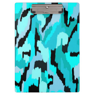 Teal and Black Abstract Print Clipboard