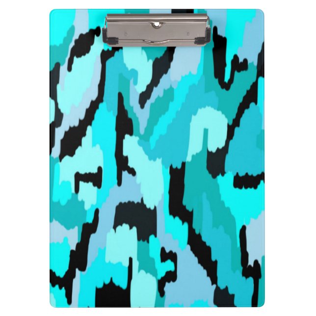 Teal and Black Abstract Print  Clipboard (Front)
