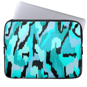 Teal and Black Abstract Print Laptop Sleeve