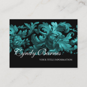 Teal and Black Acanthus Scroll Business Card