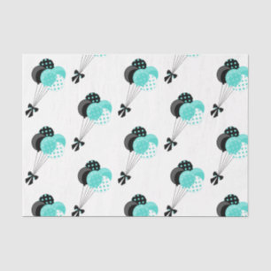 Teal and Black Balloon Celebration Tissue Paper