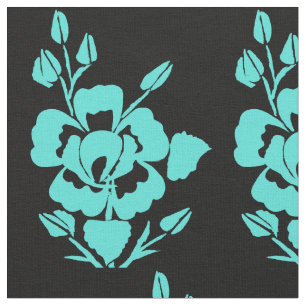 Teal and Black Combed Cotton Fabric