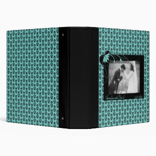 Teal and Black Damask Wedding Album Binder