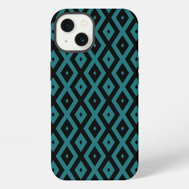Teal and black diamond pattern Case-Mate iPhone ca Case (Back)