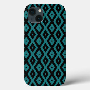Teal and black diamond pattern Case-Mate iPhone ca iPhone 13 Case