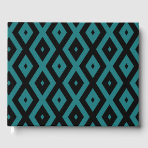 Teal and black diamond pattern guest book