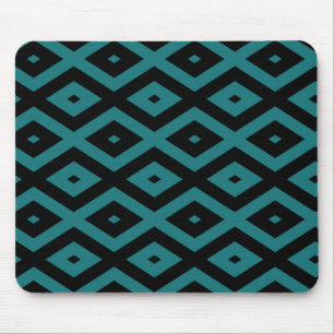 Teal and black diamond pattern mouse pad