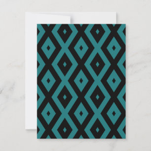Teal and black diamond pattern RSVP card