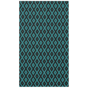 Teal and black diamond pattern tablecloth
