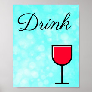Teal and Black Drink Sign for Kitchen