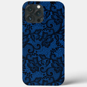 Teal And Black Faux Lace iPhone 13 Pro Max Case