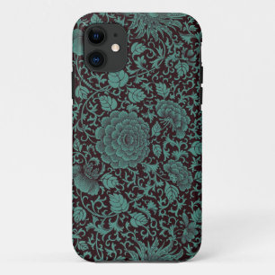 Teal and Black Floral iPhone 5/5s cases