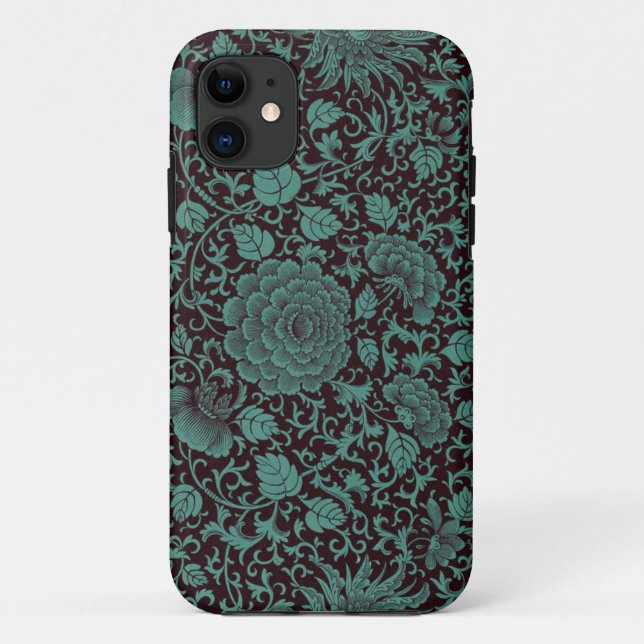 Teal and Black Floral iPhone 5/5s cases (Back)