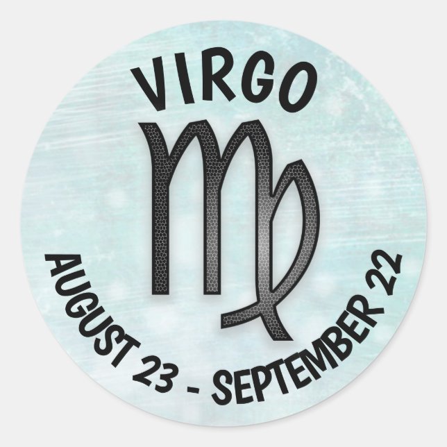 Teal and Black Horoscope sign Virgo Symbol Classic Round Sticker (Front)