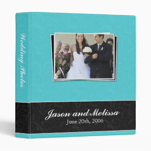 Teal and Black Lace Wedding Binder