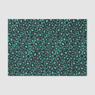 Teal and Black Leopard Animal Print Tissue Paper