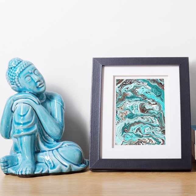 Teal and Black Marble Fluid Art Photo Print (Creator Uploaded)