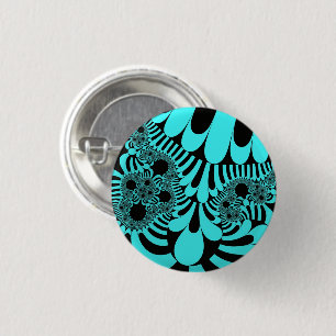 Teal and Black Mod 1 Inch Round Button