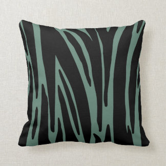 Teal and Black Modern Zebra Stripes Throw Pillow