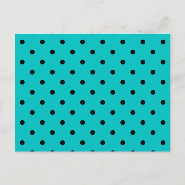 Teal and Black Polka Dot Pattern. Postcard (Front)