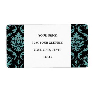 Teal and Black Vintage Damask Pattern