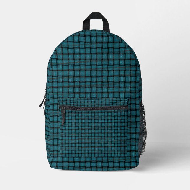 Teal and Black Weave Design Backbacks Printed Backpack (Front)