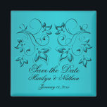 Teal and Black Wedding Favour Magnet<br><div class="desc">This save the date magnet matches the invitation and other items shown below. The text is customizable so you can change it to say "Thank You" and give it out as a wedding favour. If you require any other matching items in this design,  please email me your request.</div>