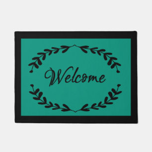Teal and Black Welcome Doormat