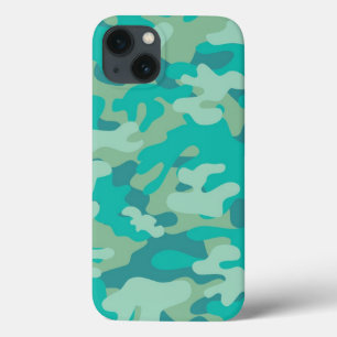 Teal and Blue Camo iPhone 13 Case