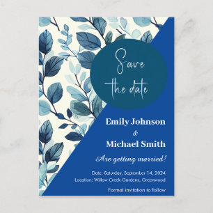 Teal and blue color style floral pattern design postcard