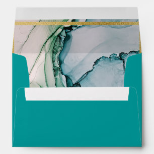 Teal and Blue Floral Agate  Envelope